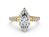 Yellow gold Marquise Cut Pavé Band Solitaire Ring with Four-Prong Setting_162