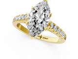 Yellow gold Marquise Cut Pavé Band Solitaire Ring with Four-Prong Setting_163