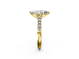 Yellow gold Marquise Cut Pavé Band Solitaire Ring with Four-Prong Setting_164