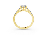 Yellow gold Marquise Cut Pavé Band Solitaire Ring with Four-Prong Setting_165
