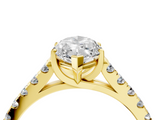 Yellow gold Marquise Cut Pavé Band Solitaire Ring with Four-Prong Setting_166