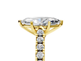 Yellow gold Marquise Cut Pavé Band Solitaire Ring with Four-Prong Setting_167