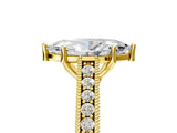 Yellow gold Marquise Cut Pave Band Milgrain Solitaire Ring_11