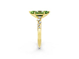 Yellow gold Marquise Cut Peridot Cluster Side Stone Solitaire Ring with Prong Setting_26