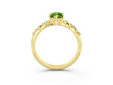 Yellow gold Marquise Cut Peridot Cluster Side Stone Solitaire Ring with Prong Setting_27
