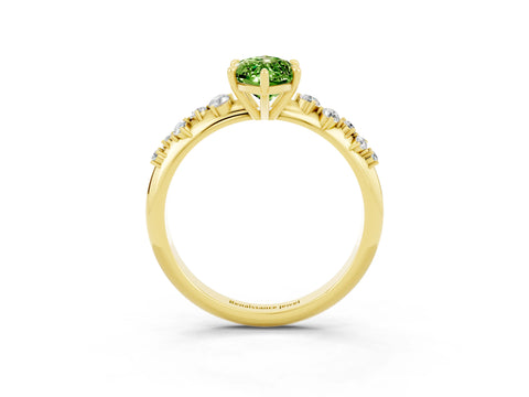 Yellow gold Marquise Cut Peridot Cluster Side Stone Solitaire Ring with Prong Setting_27