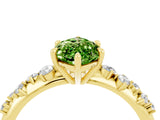 Yellow gold Marquise Cut Peridot Cluster Side Stone Solitaire Ring with Prong Setting_28