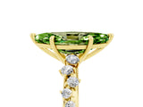 Yellow gold Marquise Cut Peridot Cluster Side Stone Solitaire Ring with Prong Setting_29