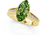 Yellow gold Marquise Cut Peridot Engagement Ring with Milgrain Channel Set Band and Prong Setting_1