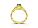 Yellow gold Marquise Cut Peridot Engagement Ring with Milgrain Channel Set Band and Prong Setting_3