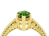 Yellow gold Marquise Cut Peridot Engagement Ring with Milgrain Channel Set Band and Prong Setting_4