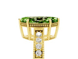 Yellow gold Marquise Cut Peridot Engagement Ring with Milgrain Channel Set Band and Prong Setting_5