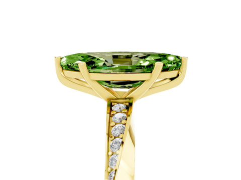 Yellow gold Marquise Cut Peridot Engagement Ring with Side Stone Accents and Four-Prong Setting_32