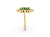 Yellow gold Marquise Cut Peridot Floral Double Halo Engagement Ring with Prong Setting_62