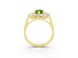 Yellow gold Marquise Cut Peridot Floral Double Halo Engagement Ring with Prong Setting_63