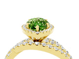 Yellow gold Marquise Cut Peridot Halo Ring with Round Split Shank and Prong Setting_52