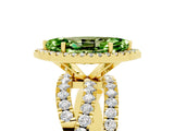Yellow gold Marquise Cut Peridot Halo Ring with Round Split Shank and Prong Setting_53