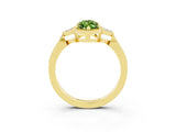 Yellow gold Marquise Cut Peridot Halo Ring with Tapered Band and Four-Prong Setting_3