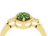 Yellow gold Marquise Cut Peridot Halo Ring with Tapered Band and Four-Prong Setting_4
