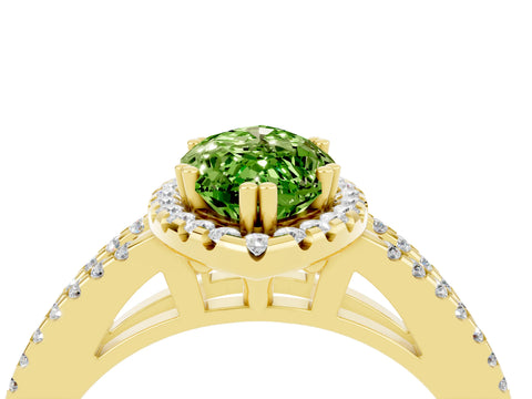 Yellow gold Marquise Cut Peridot Halo Split Shank Engagement Ring_16