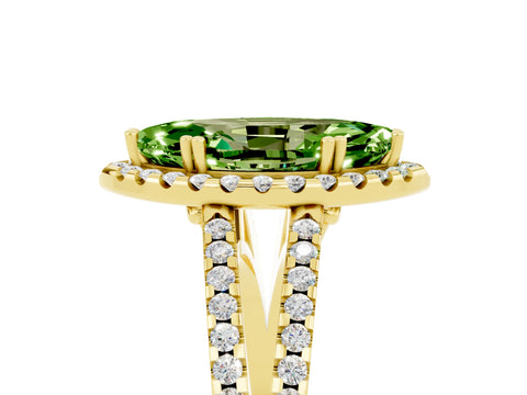 Yellow gold Marquise Cut Peridot Halo Split Shank Engagement Ring_17
