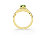 Yellow gold Marquise Cut Peridot Halo Twist Band Solitaire Prong Setting Ring_3