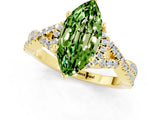 Yellow gold Marquise Cut Peridot  Halo Twist Band Solitaire Prong Setting Ring_37