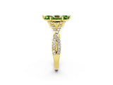 Yellow gold Marquise Cut Peridot  Halo Twist Band Solitaire Prong Setting Ring_38