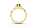 Yellow gold Marquise Cut Peridot  Halo Twist Band Solitaire Prong Setting Ring_39