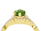 Yellow gold Marquise Cut Peridot  Halo Twist Band Solitaire Prong Setting Ring_40