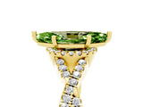 Yellow gold Marquise Cut Peridot  Halo Twist Band Solitaire Prong Setting Ring_41