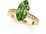 Yellow gold Marquise Cut Peridot Milgrain Pavé Engagement Ring with Four-Prong Setting_1