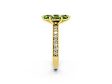 Yellow gold Marquise Cut Peridot Milgrain Pavé Engagement Ring with Four-Prong Setting_2