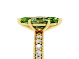 Yellow gold Marquise Cut Peridot Milgrain Pavé Engagement Ring with Four-Prong Setting_5