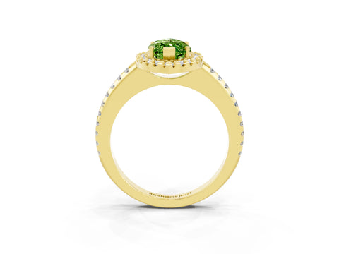 Yellow gold Marquise Cut Peridot Pavé Halo Ring with Four-Prong Setting_15
