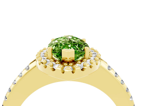 Yellow gold Marquise Cut Peridot Pavé Halo Ring with Four-Prong Setting_16