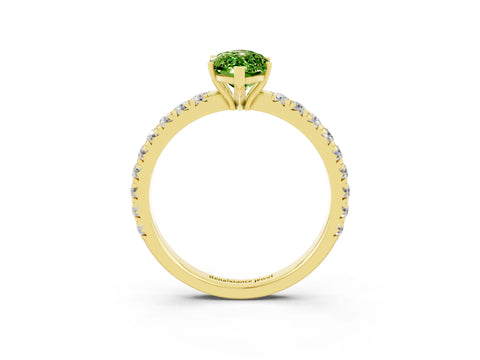 Yellow gold Marquise Cut Peridot Pavé Solitaire Engagement Ring with Four-Prong Setting_15