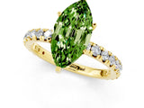 Yellow gold Marquise Cut Peridot Pavé Solitaire Ring with Round Band and Prong Setting_25