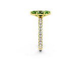 Yellow gold Marquise Cut Peridot Pavé Solitaire Ring with Round Band and Prong Setting_26