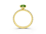 Yellow gold Marquise Cut Peridot Pavé Solitaire Ring with Round Band and Prong Setting_27