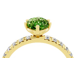 Yellow gold Marquise Cut Peridot Pavé Solitaire Ring with Round Band and Prong Setting_28