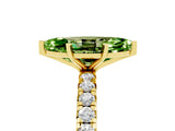 Yellow gold Marquise Cut Peridot Pavé Solitaire Ring with Round Band and Prong Setting_29