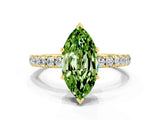 Yellow gold Marquise Cut Peridot Pave Band Solitaire Ring with Four-Prong Setting_24