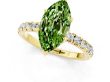 Yellow gold Marquise Cut Peridot Pave Band Solitaire Ring with Four-Prong Setting_25