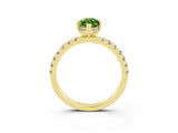 Yellow gold Marquise Cut Peridot Pave Band Solitaire Ring with Four-Prong Setting_27