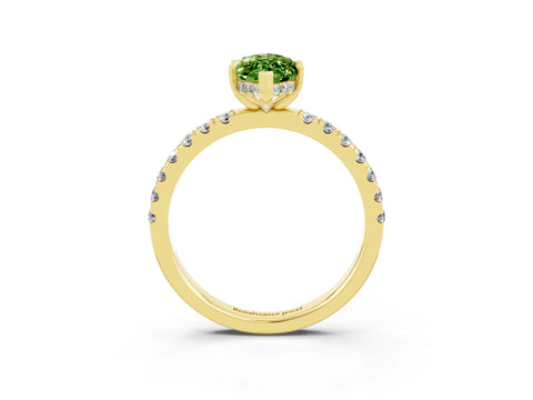 Yellow gold Marquise Cut Peridot Pave Band Solitaire Ring with Four-Prong Setting_27