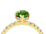 Yellow gold Marquise Cut Peridot Pave Band Solitaire Ring with Four-Prong Setting_28