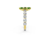 Yellow gold Marquise Cut Peridot Prong Setting with Side Stones on a Pave Band_2