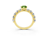 Yellow gold Marquise Cut Peridot Prong Setting with Side Stones on a Pave Band_3