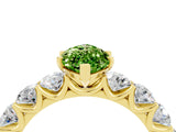 Yellow gold Marquise Cut Peridot Prong Setting with Side Stones on a Pave Band_4